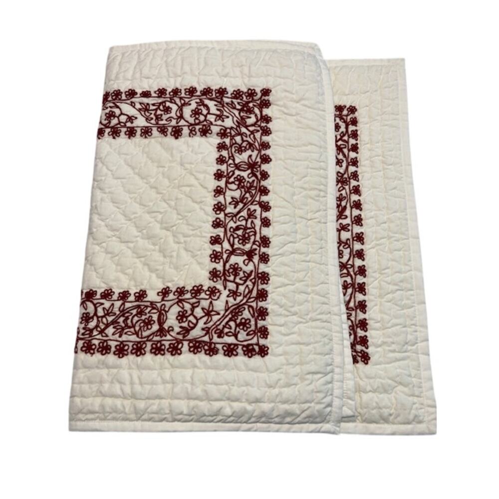 Charter Club (2) quilted standard shams with embroidery.